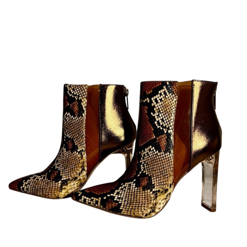 Shoe Dazzle Snake skin print heeled boots size 5 NEW